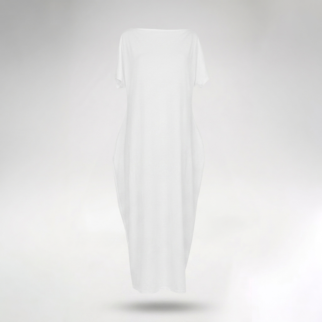 Vestido Largo Informal DrapeEase - Blanco, vista alterna
