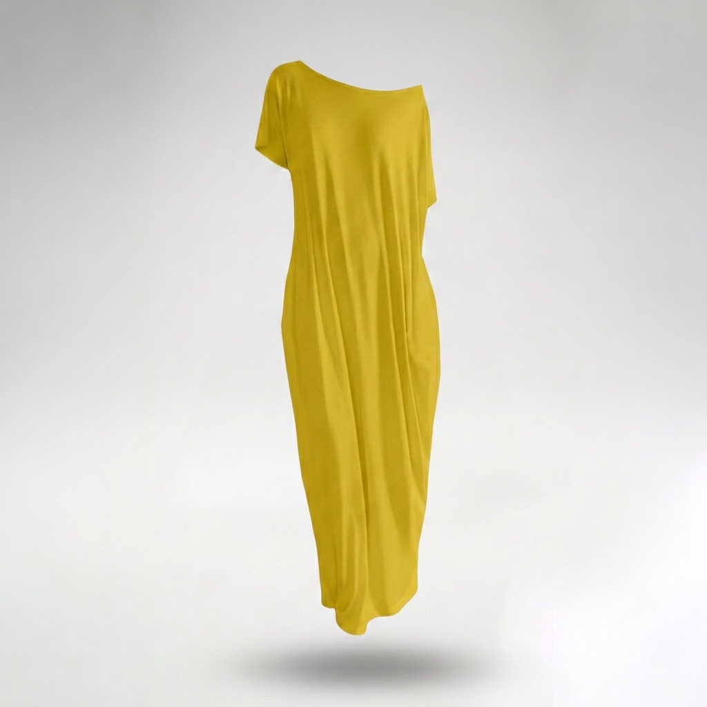 Vestido Largo Informal DrapeEase - Amarillo