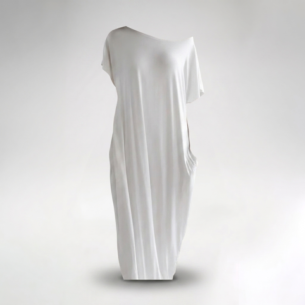 Vestido Largo Informal DrapeEase - Blanco
