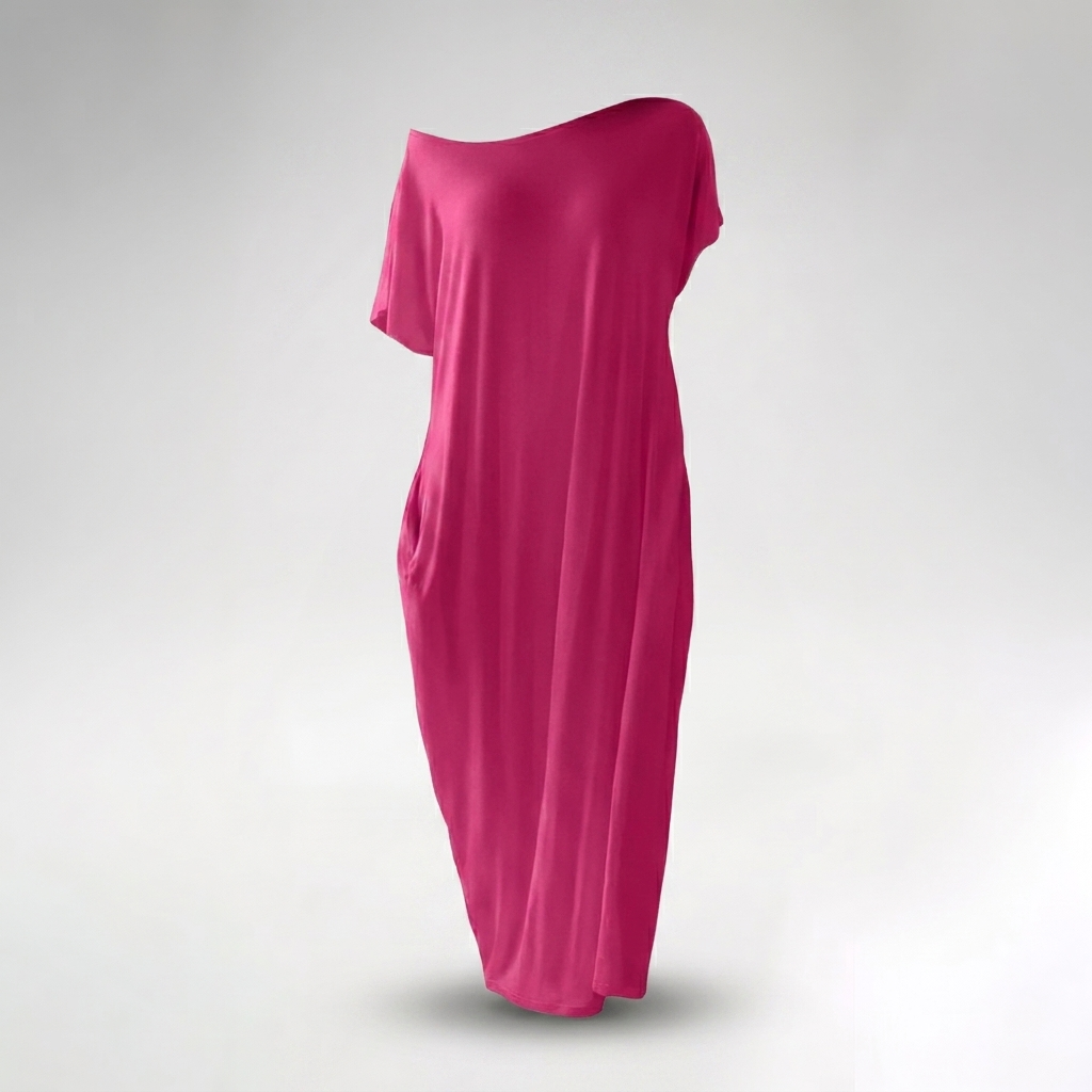 Vestido Largo Informal DrapeEase - Fucsia